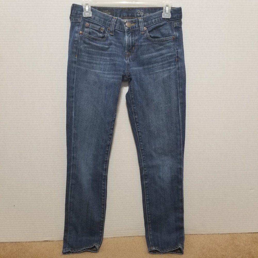 J.Crew jeans 26 Toothpick Ankle denim skinny low rise whiskered cropped stretch